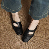 Leisure Low Heel British Style Square Head Outdoor Slippers