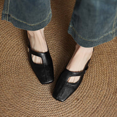 Leisure Low Heel British Style Square Head Outdoor Slippers