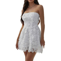 Slim-fit Solid Color Embroidered Tube Top Jumpsuit Short Skirt - Premium Bags from Bless Charm - Just $79.99! Shop now at Bless Charm