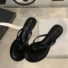Flip-Flops Fashionable All-match Round Toe Stiletto Sandals Summer Open Toed Women's Shoes