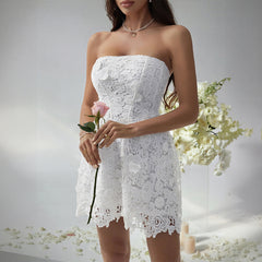 Slim-fit Solid Color Embroidered Tube Top Jumpsuit Short Skirt - Premium Bags from Bless Charm - Just $79.99! Shop now at Bless Charm