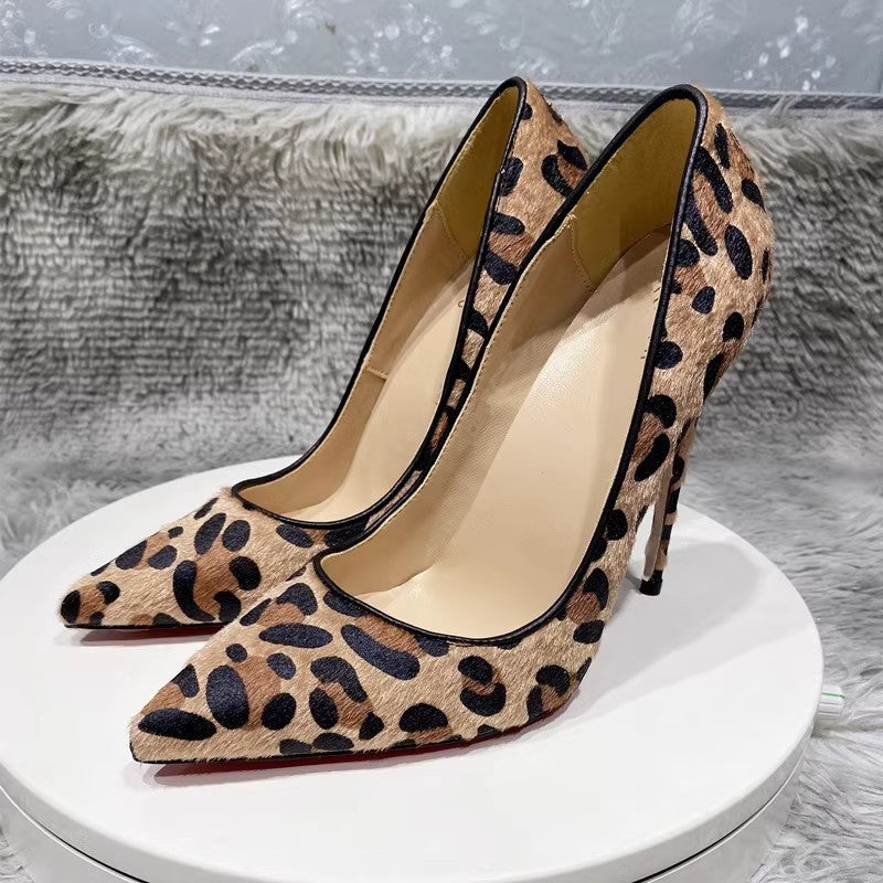 Suede Leopard Print High Heels For Women - Premium Bags from Bless Charm - Just $159.66! Shop now at Bless Charm