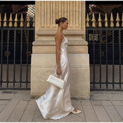 V-neck Satin Dress