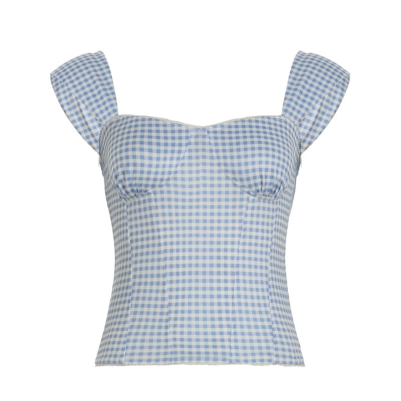 U-neck Herringbone Pattern Top