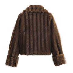 Womens Short Faux Fur Jacket