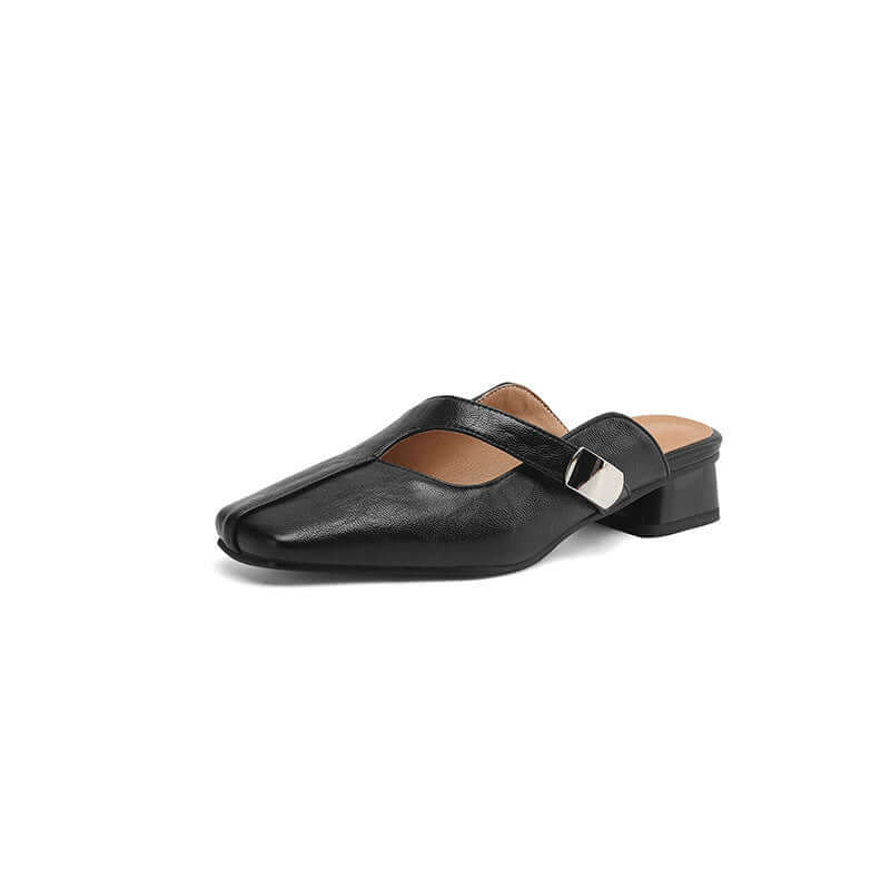 Leisure Low Heel British Style Square Head Outdoor Slippers