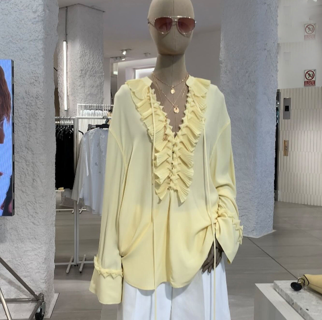 Pleated Lace Collar Top - Bless Charm