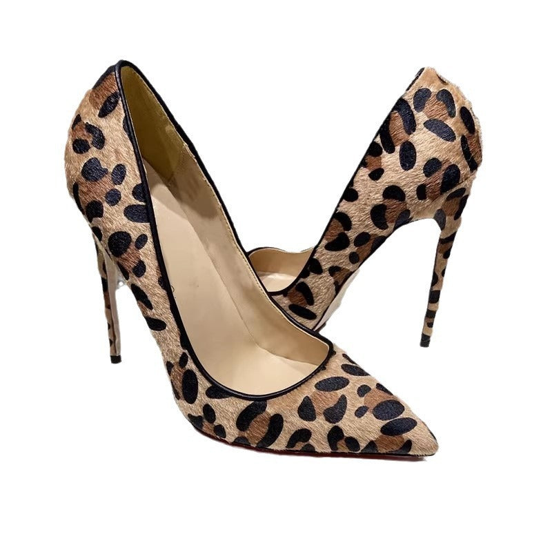 Suede Leopard Print High Heels For Women - Premium Bags from Bless Charm - Just $159.66! Shop now at Bless Charm