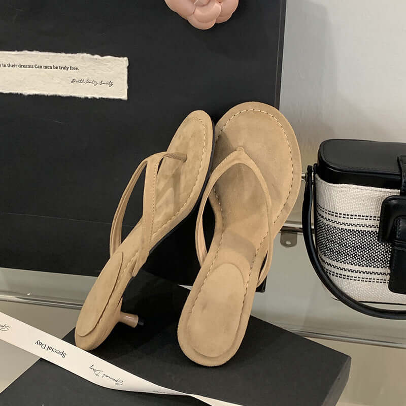 Flip-Flops Fashionable All-match Round Toe Stiletto Sandals Summer Open Toed Women's Shoes