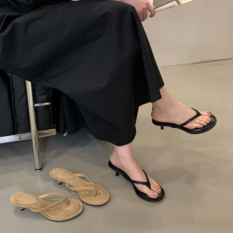 Flip-Flops Fashionable All-match Round Toe Stiletto Sandals Summer Open Toed Women's Shoes