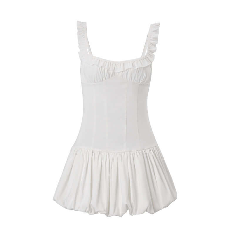 Pure Desire Style U-collar Slim-fit Wooden Ear Tulle Tutu Dress