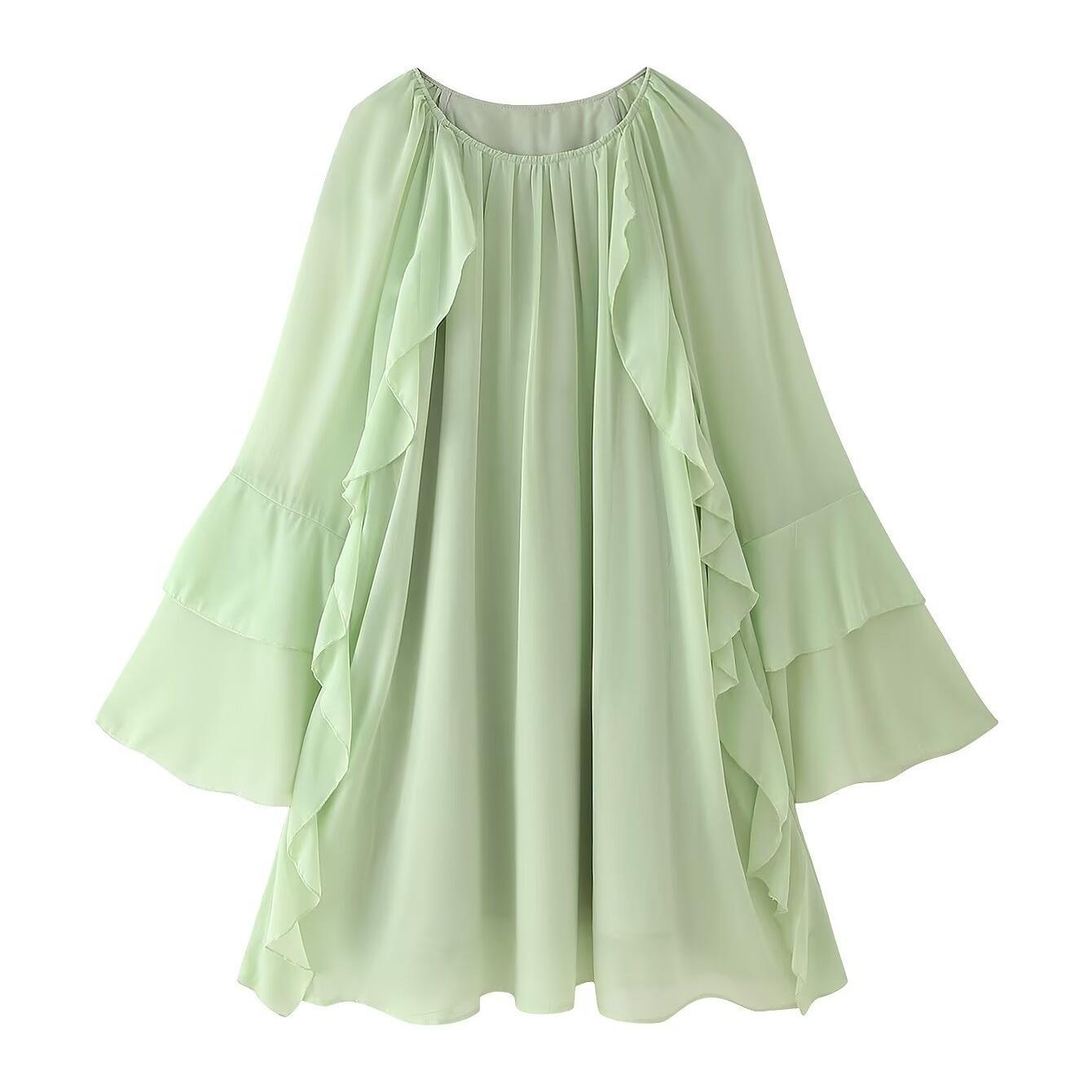 Women's Gentle Chiffon Laminated Ruffled Dress - Premium Bags from Bless Charm - Just $69.99! Shop now at Bless Charm
