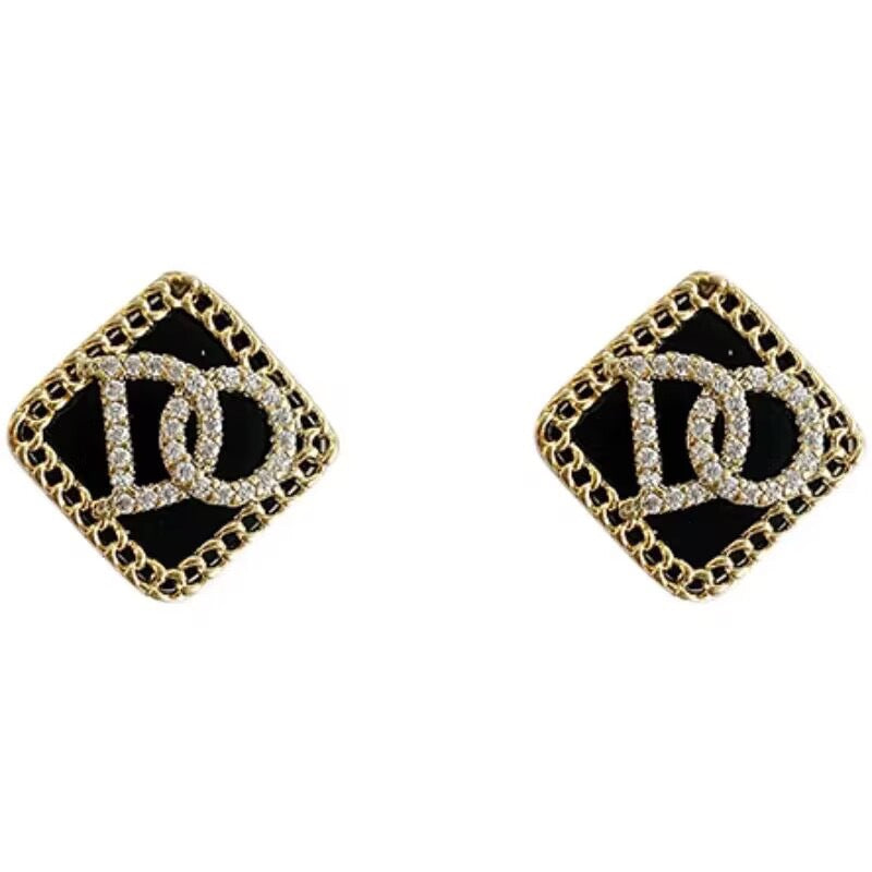 S925 Silver Needle Black Square Letter Earrings - Premium Jewellery from Bless Charm - Just $20.55! Shop now at Bless Charm