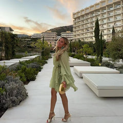 Women's Gentle Chiffon Laminated Ruffled Dress - Premium Bags from Bless Charm - Just $69.99! Shop now at Bless Charm