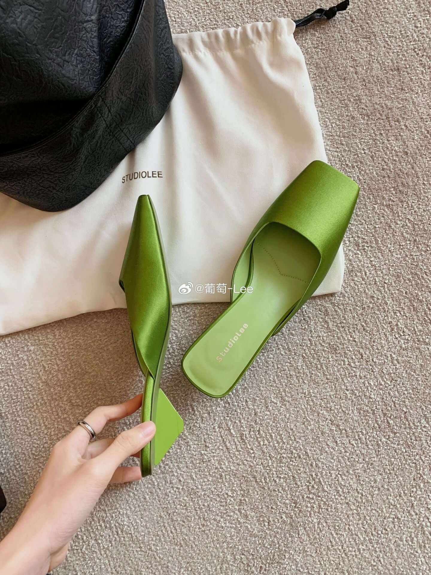 French Style Square Toe Low-cut Silk Satin Triangle Heel Muller Sandals