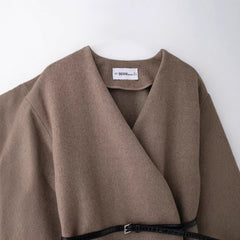 Belt V-neck Coat - Bless Charm