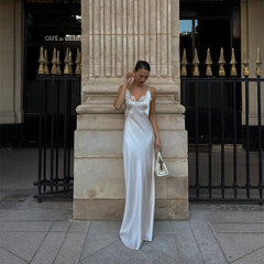 V-neck Satin Dress