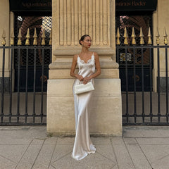 V-neck Satin Dress