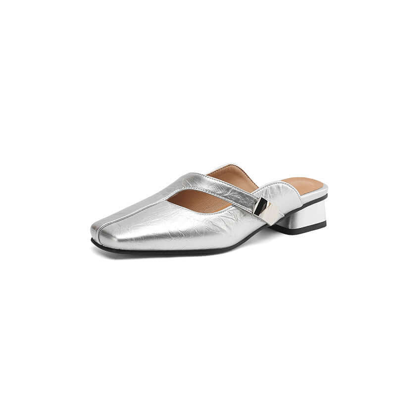 Leisure Low Heel British Style Square Head Outdoor Slippers