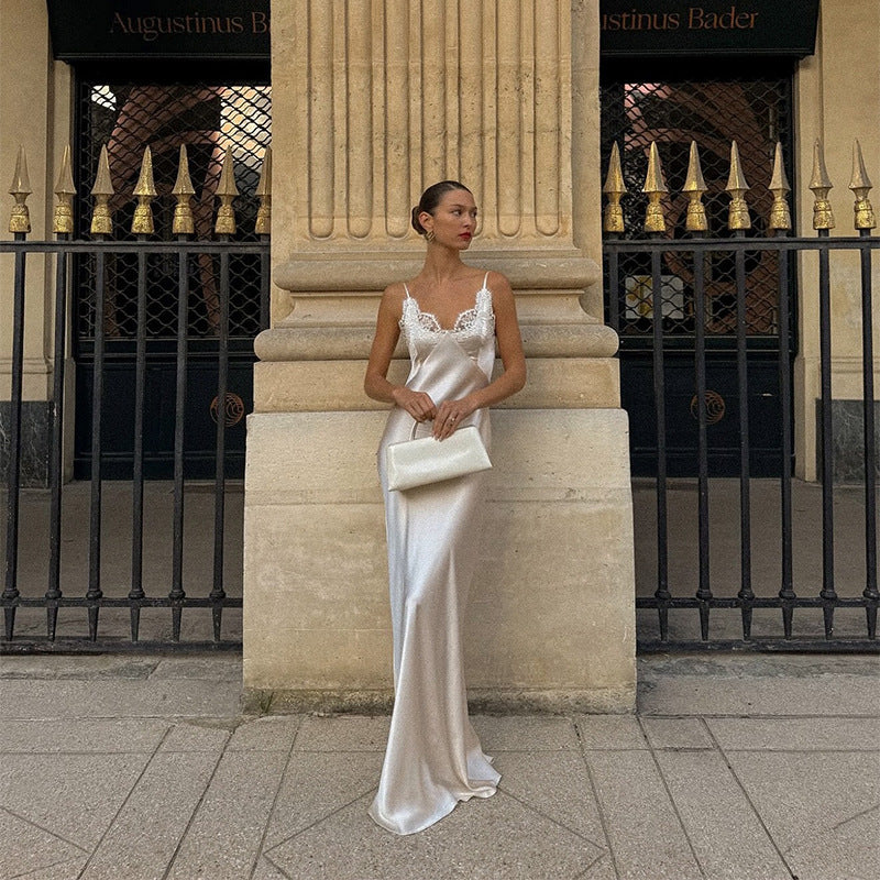V-neck Satin Dress