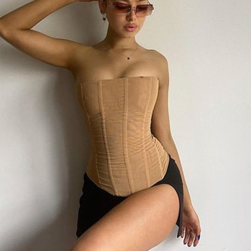 New Mesh Crop Corset Tank - Bless Charm